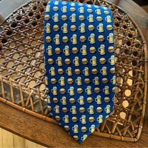 VINEYARD VINES | EUC Summer BBQ Royal Blue Silk Tie Marthas Vineyard Burger Beer